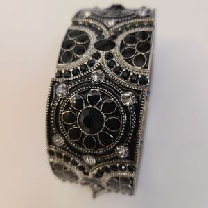 Black and Silver Stretch Cuff Bracelet